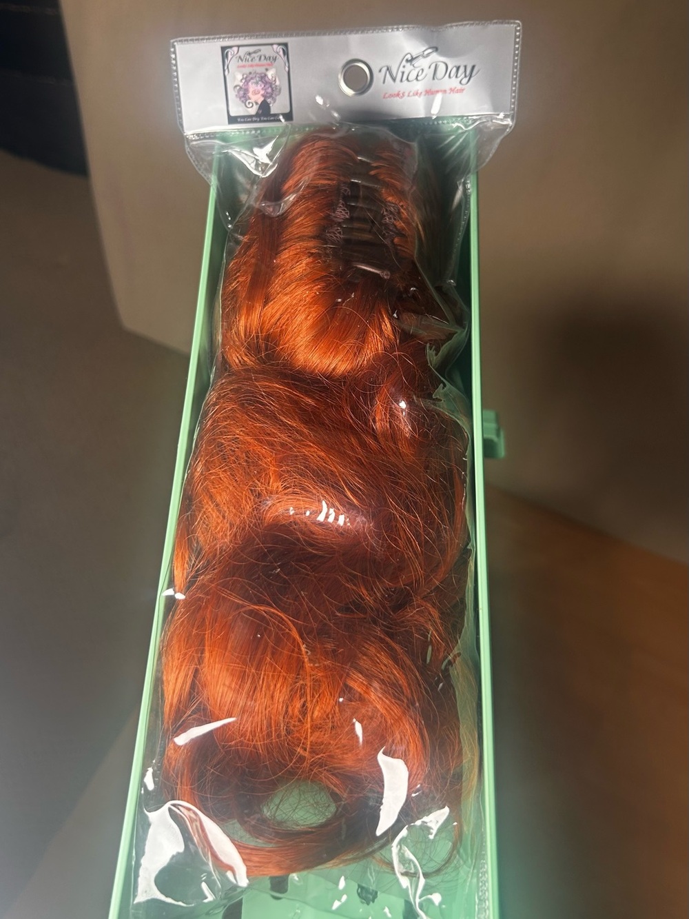 Clip-In Hairpiece - Vibrant Copper Red. Lightweight easy to attach. Brand New.